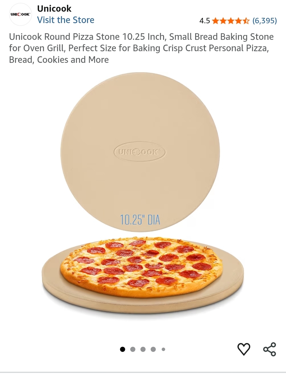 Unicook Round Pizza Stone - Beige 10.25"
